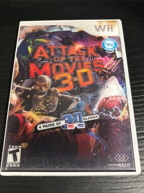 Wii Nintendo Attack of the Movies 3-D Video Game 3-D glasses NOT Included